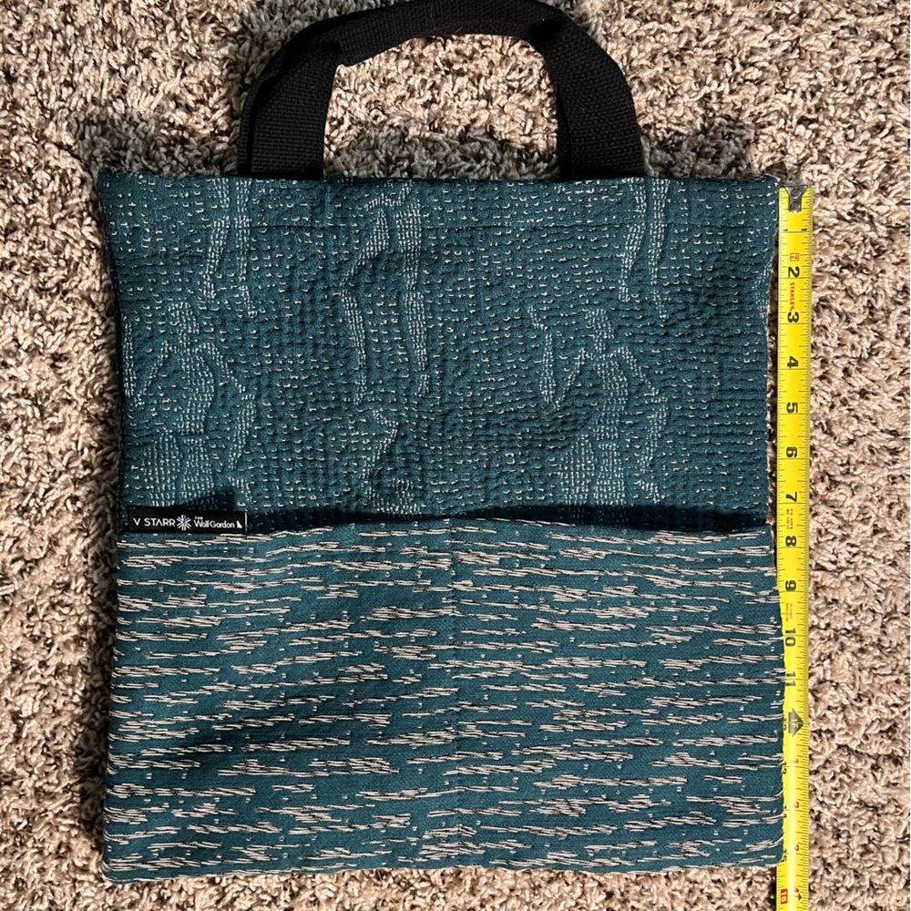 V Starr Venus Williams Wolf-Gordon Teal Woven Tote Bag Crossbody Pockets